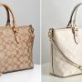 Side-by-side comparison of Coach Outlet and Coach Retail handbags, highlighting differences in design, quality, and pricing