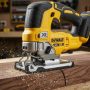 DEWALT 20V MAX Jig Saw cutting through hardwood with precision and ease