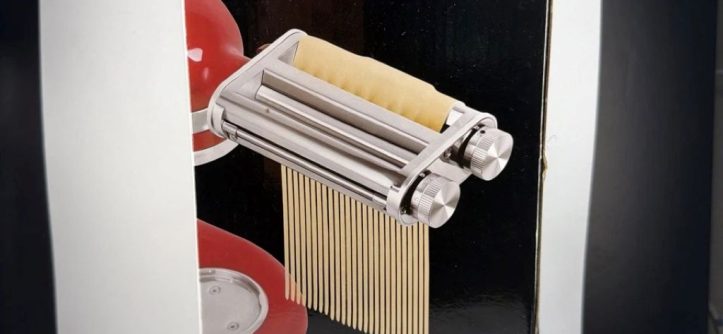 Homemade pasta being shaped using RAFBAR roller and cutters attachment