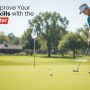 Golfer practicing putting drills on the green with a mallet putter