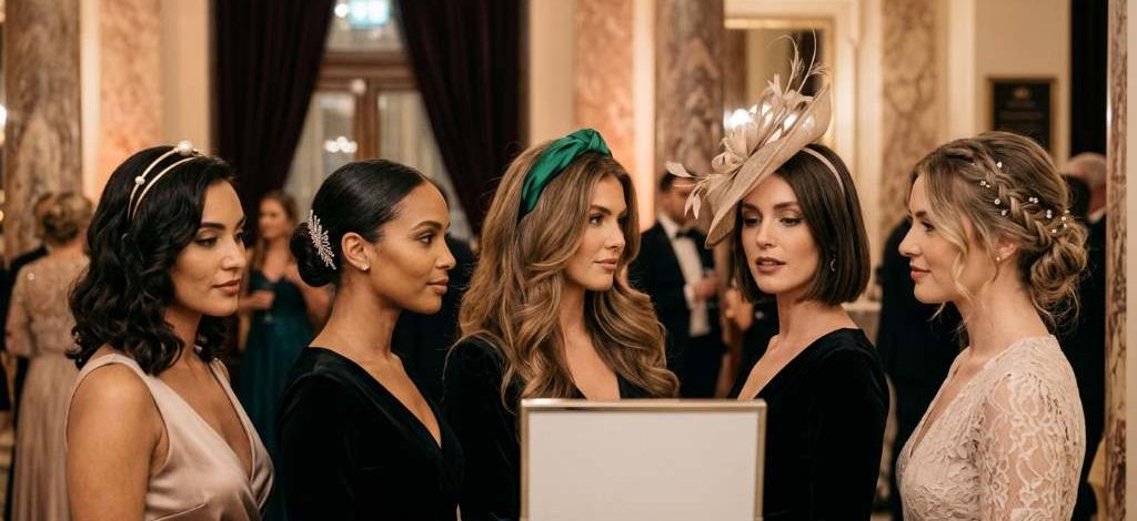Elegant fascinator placement style for formal wedding event in New York City