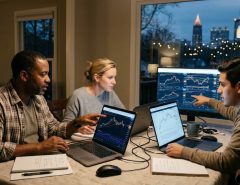 Part-time forex trader in Atlanta validating entry and exit rules using free chart analysis tools at home office