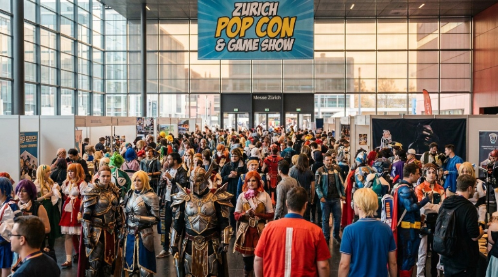Cosplay participants in elaborate costumes at the Zurich Pop Con & Game Show festival