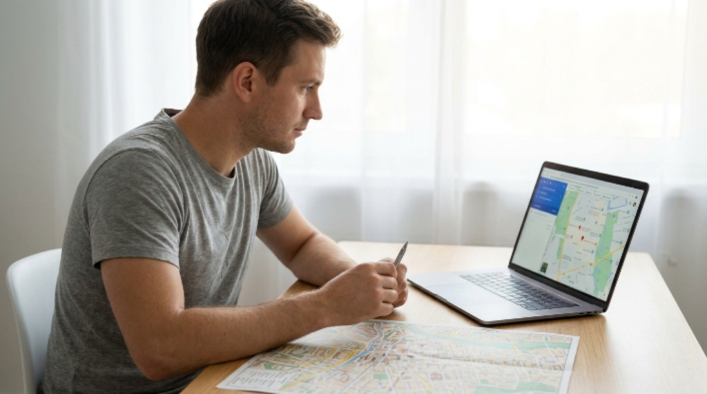 Guide to planning a safe cycling route with maps and traffic data