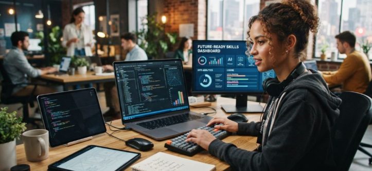 Young entrepreneur developing future-ready digital skills