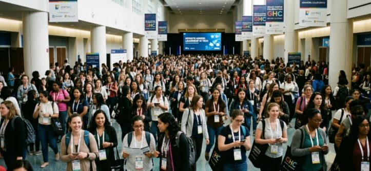 Thousands of women and non-binary technologists gathered at the Grace Hopper Celebration conference hall in Anaheim, California