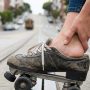 Skater wearing supportive shoes to reduce arch ache